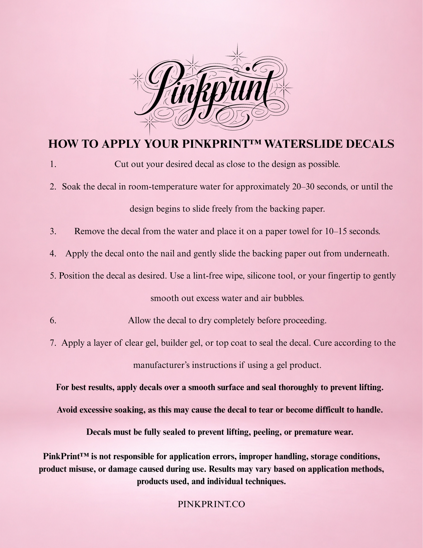 PinkPrint™ Narco Waterslide Nail Decals